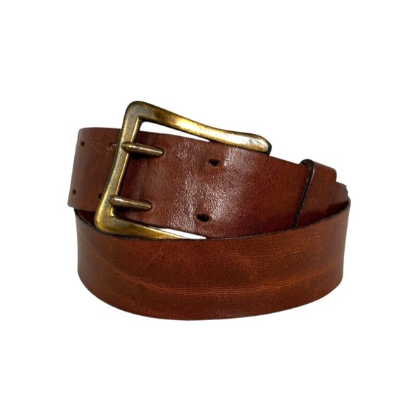 Harness Cowhide 2 Prong Brown Leather Belt   Unisex Size 36  Men's Women's - Picture 4 of 14